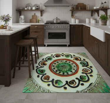 Horezu tiles kitchen vinyl rug - TenStickers