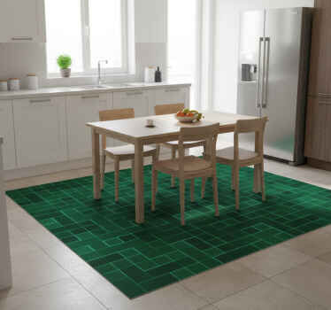Abstract bright green mosaic kitchen vinyl rug - TenStickers