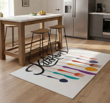 Kitchen vinyl rug with fork and spoon design - TenStickers