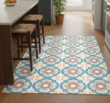 Kitchen vinyl rug with matching cement patterns - TenStickers