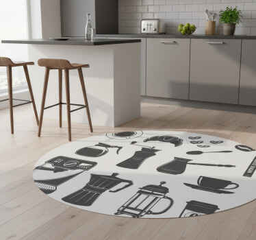 Kitchen vinyl rug coffee set menu design - TenStickers