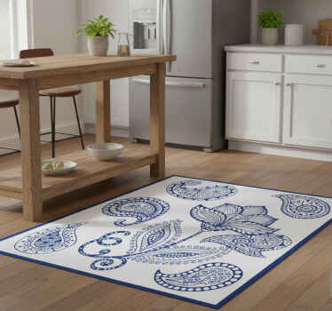 Paisley and flowers kitchen vinyl rug - TenStickers