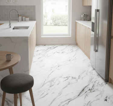 Tapis vinyle cuisine marbre blanc - TenStickers
