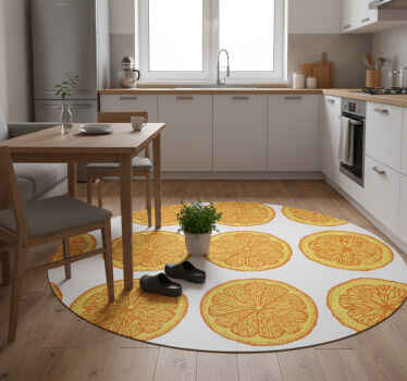 Kitchen vinyl rug with orange hand-drawn pattern stickers - TenStickers