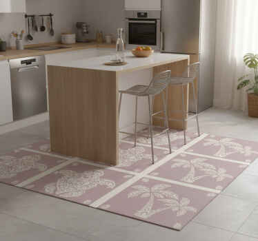 Kitchen vinyl rug hawaiian turtle and palm design - TenStickers