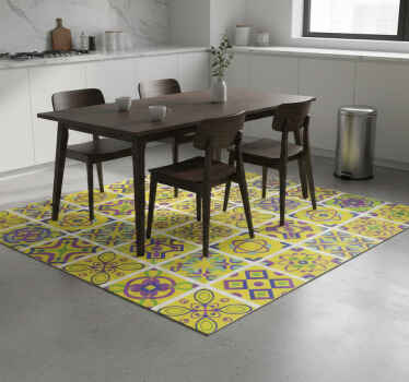 Kitchen vinyl rug with psychedelic patterns - TenStickers
