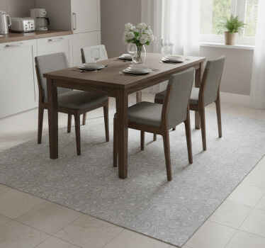 Kitchen vinyl rug in grey floral design - TenStickers