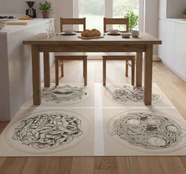 Kitchen vinyl rug with decorative plates - TenStickers
