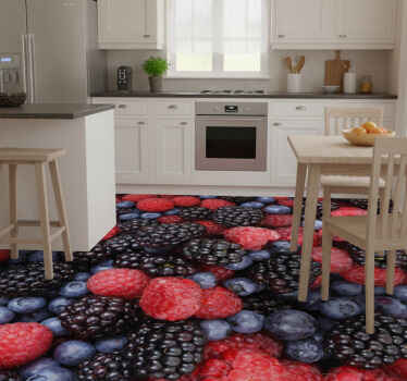 Blue berries kitchen vinyl rug - TenStickers