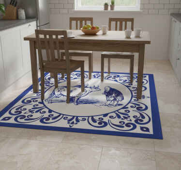 Men and cow kitchen vinyl rug - TenStickers