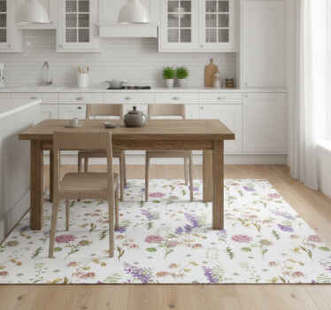 Kitchen vinyl rug multicolor minimalist wildflowers - TenStickers