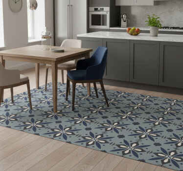 Kitchen vinyl rug in hydraulic colored tile design - TenStickers