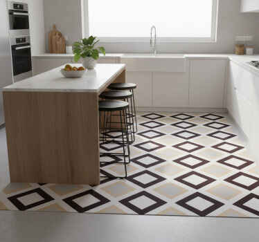 Kitchen vinyl rug squared vintage cement design - TenStickers