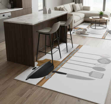 Kitchen vinyl rug dish dryer with plates bowl - TenStickers