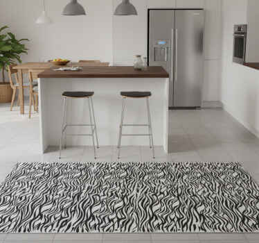 Kitchen vinyl rug zebra background fridge - TenStickers
