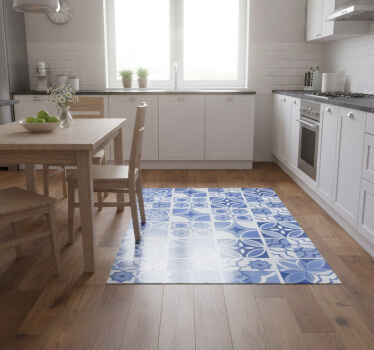 Kitchen vinyl rug azulejos cindito tiles design - TenStickers