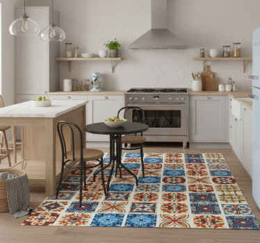Kitchen vinyl rug with crifitio cement design - TenStickers