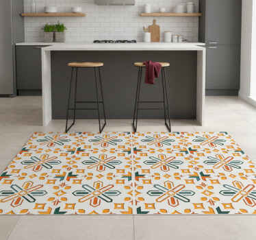 Kitchen vinyl rug encaustic tile design - TenStickers