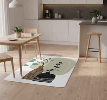 Kitchen vinyl rug with colored leaves in vase - TenStickers