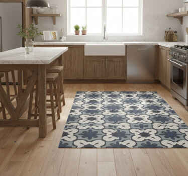 Vinyl teppich küche im hydraulischen blau im gracia stil - TenStickers