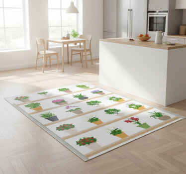 Kitchen vinyl rug with houseplants on shelves - TenStickers