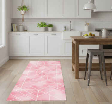 Kitchen vinyl rug with pink triangle design - TenStickers
