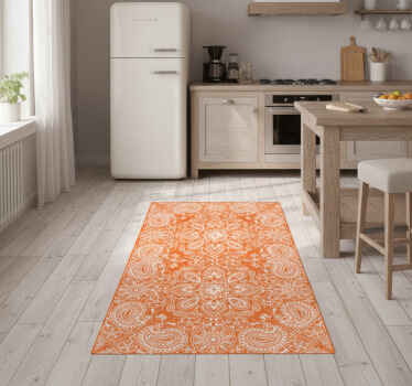 Kitchen vinyl rug paisley tile fridge cover - TenStickers