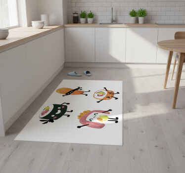 Kawaii sushi kitchen vinyl rug - TenStickers
