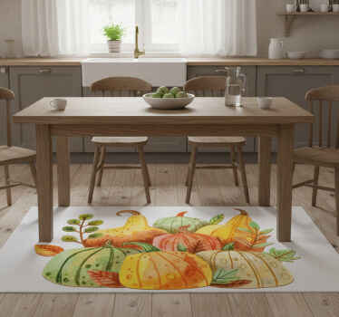 Kitchen vinyl rug watercolor thanksgiving vegetables - TenStickers