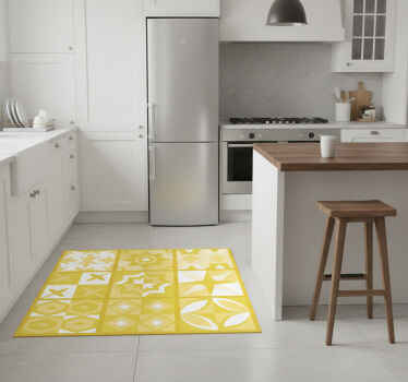 Kitchen vinyl rug in illuminating pantone - TenStickers