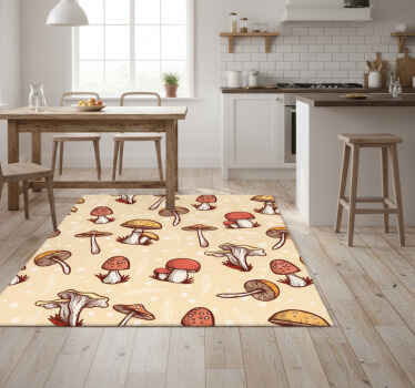 Kitchen vinyl rug with original mushroom design - TenStickers