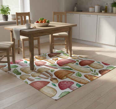 Kitchen vinyl rug featuring a variety of mushrooms - TenStickers