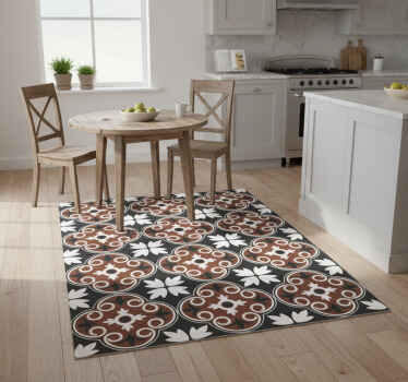 Kitchen vinyl rug in gray and brown vintage design - TenStickers