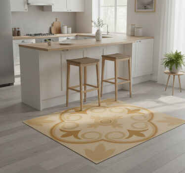 Kitchen vinyl rug with beige vintage floral design - TenStickers