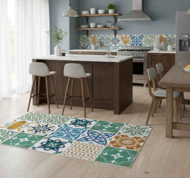 Kitchen vinyl rug porcelain tile blend - TenStickers