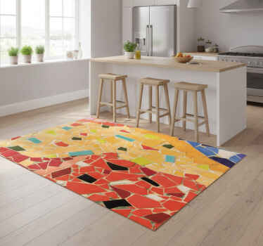 Kitchen vinyl rug in detailed colored ceramic mosaic - TenStickers