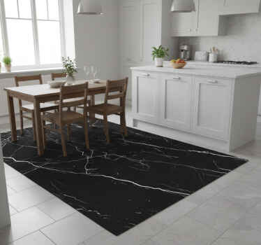 Tapis vinyle cuisine marbre noir - TenStickers