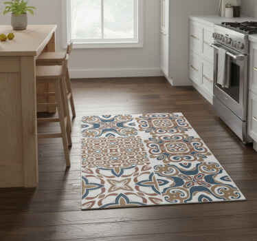 Kitchen vinyl rug inspired by hydraulic tiles - TenStickers
