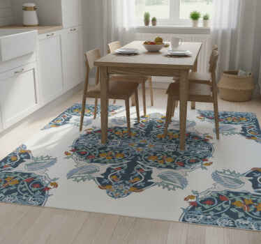 Floral vintage tile kitchen vinyl rug - TenStickers