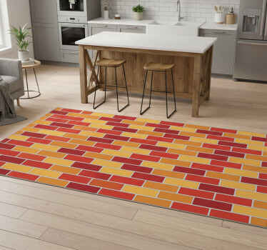 乙烯基厨房地毯温暖色调砖块 - TenStickers