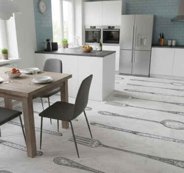 乙烯基厨房地毯灰色刀具图案 - TenStickers