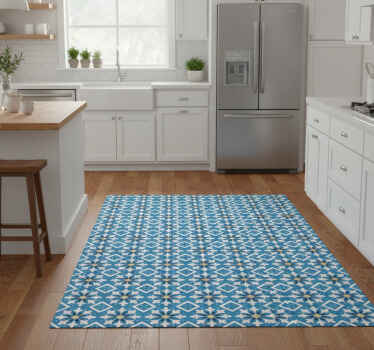 Kitchen vinyl rug in baby blue portuguese tile - TenStickers
