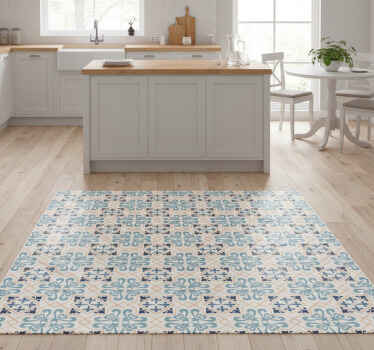 Kitchen vinyl rug with yellow portuguese tile pattern - TenStickers
