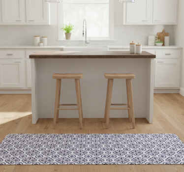Kitchen vinyl rug blue traditional portuguese tile - TenStickers