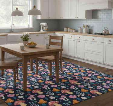 Kitchen vinyl rug with mushroom and ladybug design - TenStickers