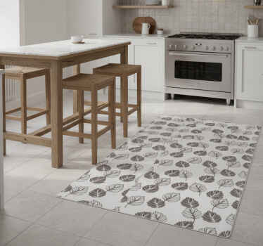 Kitchen vinyl rug in hoja grey kinfolk pattern - TenStickers