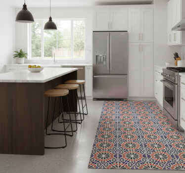 Cool colourful tiles kitchen vinyl rug - TenStickers