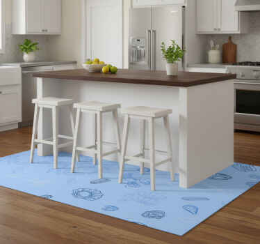 Alfombra vinílica cocina patrón marino - TenVinilo