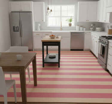 Kitchen vinyl rug with pink horizontal stripes - TenStickers