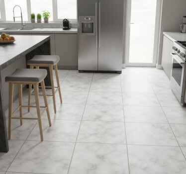 Tapis vinyle cuisine carreau marbre blanc - TenStickers